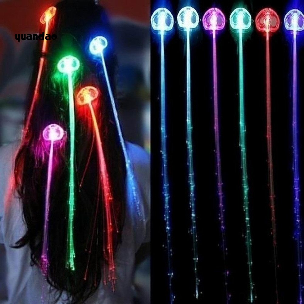 Yua_ LED Light Up Braid Luminous Fiber Optic Hairpin Decor สําหรับปาร์ตี้ฮาโลวีนบาร์