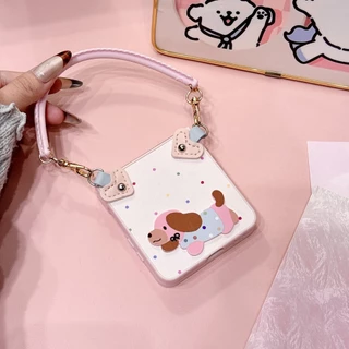 Polka Dot Puppy ชุดพับได้เหมาะสําหรับ Samsung zflip8/7/6/5/4/3 เคสโทรศัพท์ Moto 50/60 เคสป้องกันแบบพับได้