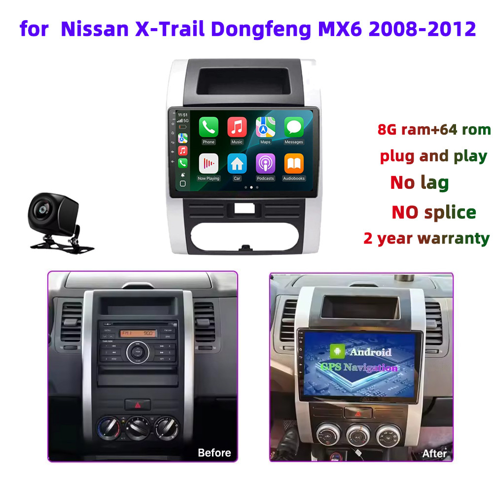 Honxun ไม่มี lag android หัวสําหรับ 8G + 64 สําหรับ Nissan X-Trail XTrail Dongfeng MX6 2008-2012 ESS