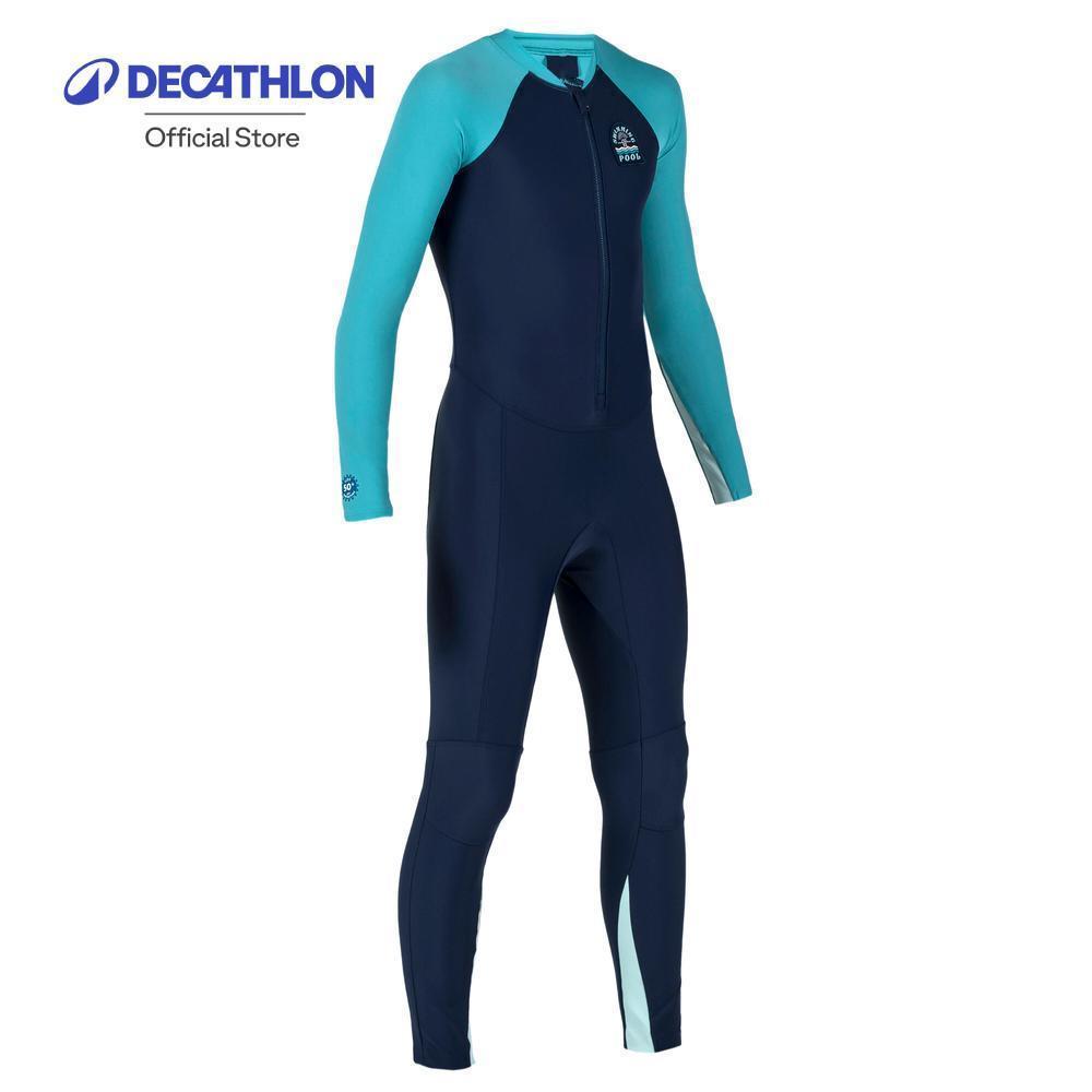 Decathlon Boy’S UV Protection Swimsuit 100 Long Sleeves&Legs ชุดว่ายน้ำแขนขายาวป้องกันรังสียูวีสำหรับเด็กผู้ชาย - Blue