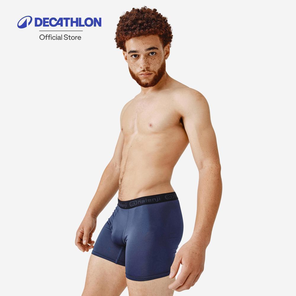 Decathlon Men'S Breathable Microfibre Boxers Tri-Pack กางเกงบ็อกเซอร์ผู้ชาย แพ็ค 3 ชิ้น - Smoky Black/Blue Black/Silver