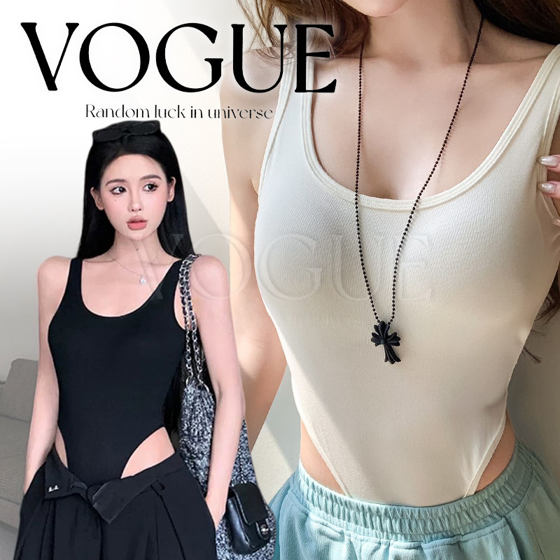 Vogue🌟พร้อมส่ง🌟 เสื้อกล้ามบอดี้สูทสไตล์อเมริกัน เซ็กซี่และเย้ายวนสำหรับผู้หญิง มีฟองน้ำในตัว (FY33063)