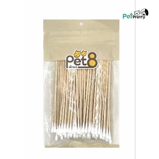 Pet8 ไม้ปั่นหูสุนัข คอตตอนบัดเช็ดหู 3ขนาด S M L (สำลีพันไม้ สำลีปั่นหูสุนัขมีด้าม ไม้เช็ดหู คัตตั้นบัดสุนัข สำลีก้าน)