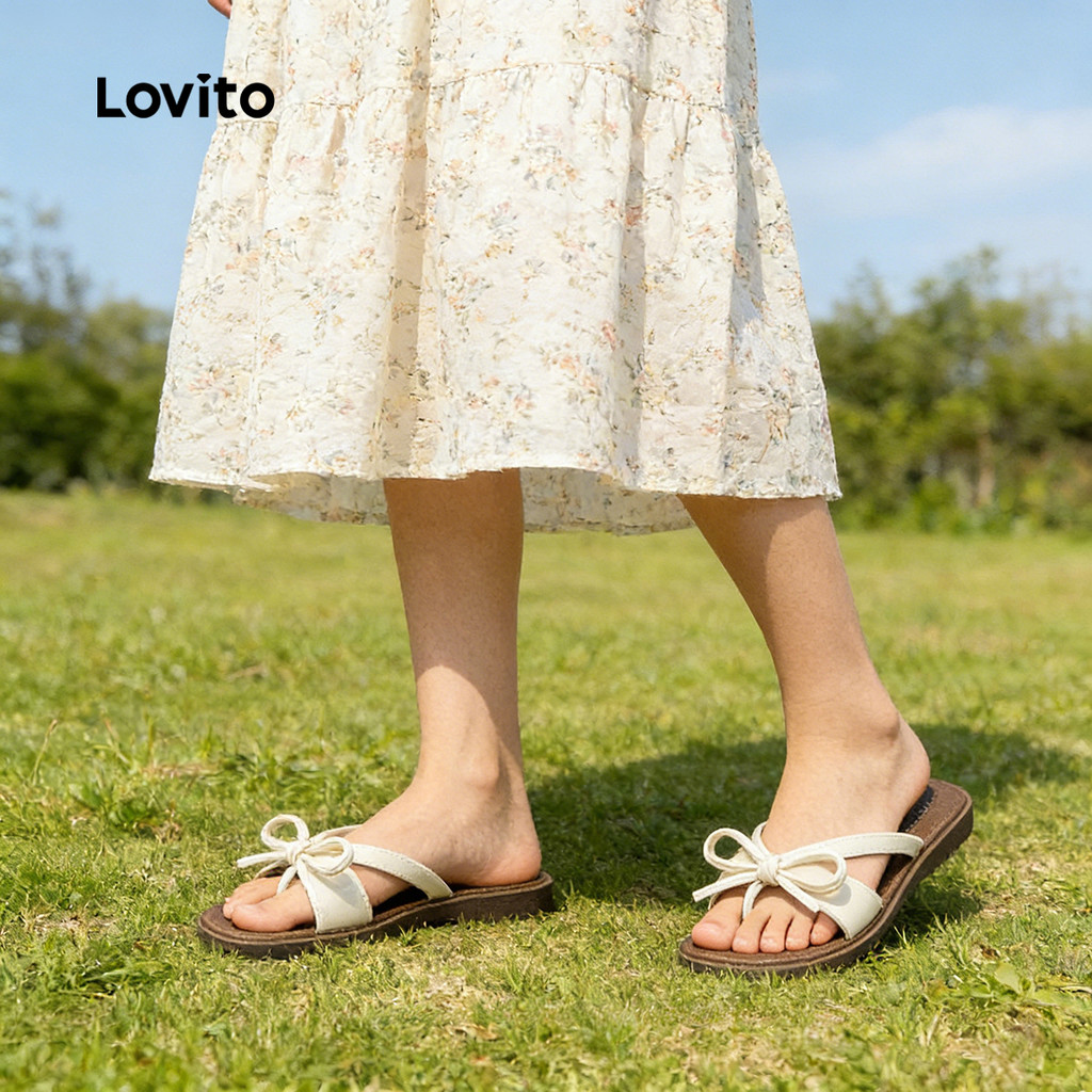 Lovito صندل مسطّح — أبيض — صورة 2