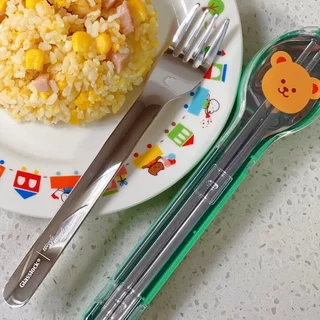 (รอ 3อาทิตย์) Glasslock x Wiggle Wiggle Portable Cutlery Set / ชุดช้อนส้อม ตะเกียบพกพา สเตนเลส304