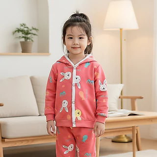 Babyonline(Y363)2I2-3 (ส่งด่วน1วัน)เสื้อแขนยาวกันหนาวมีฮู้ดสำหรับเด็กผู้ชายและผู้หญิงแบบกระดุมหน้า ด้านในบุขนนิ่ม