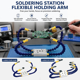 แท่นช่วยจับ PCB 4/6 แขน คลิปปากจระเข้พร้อมแขนปรับรูปทรง ช่วยยึดบอร์ดและสายไฟ สำหรับงานบัดกรีและซ่อมอุปกรณ์