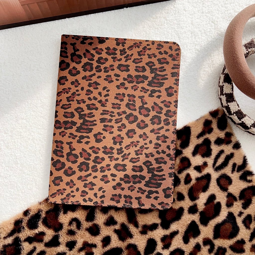 เคสฝาพับพิมพ์ลายเสือดาวสําหรับ iPad Mini 6 Mini7 iPad Air7 iPad Air6 iPad Air7 iPad Pro, ฝาครอบขาตั้
