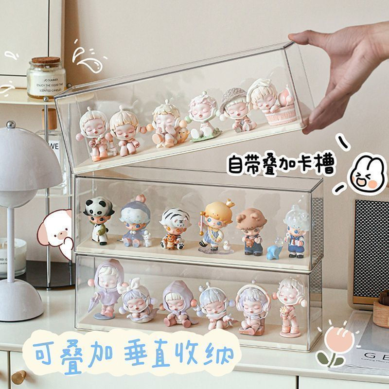 [ขายดีขายดี] กล่องเก็บของฟิกเกอร์เก็บของกล่องลึกลับ Popmart Display Doll Display Stand Acrylic Transparent Display Cabinet ป้องกันฝุ่น 6.2