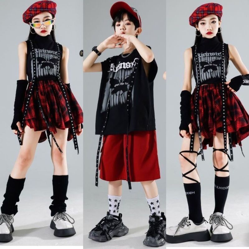 เด็ก Hip hiop Street Dance เครื่องแต่งกายชาย Hip-Hop เครื่องแต่งกายสาวแจ๊สชุดเต้นรําเด็ก Blast Street เสื้อผ้าเด็กอินเทรนด์