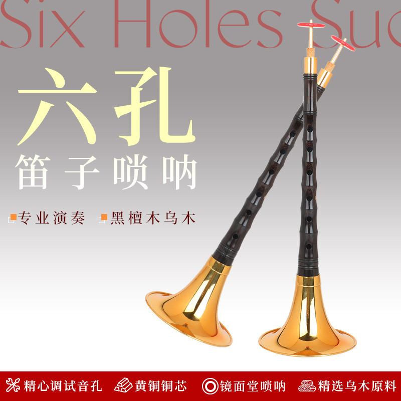 Hongyi Fengming Ebony Ebony Suona ขลุ่ย 6 หลุมครบชุด Ebony Pole ผู้ใหญ่เด็กเริ่มต้น