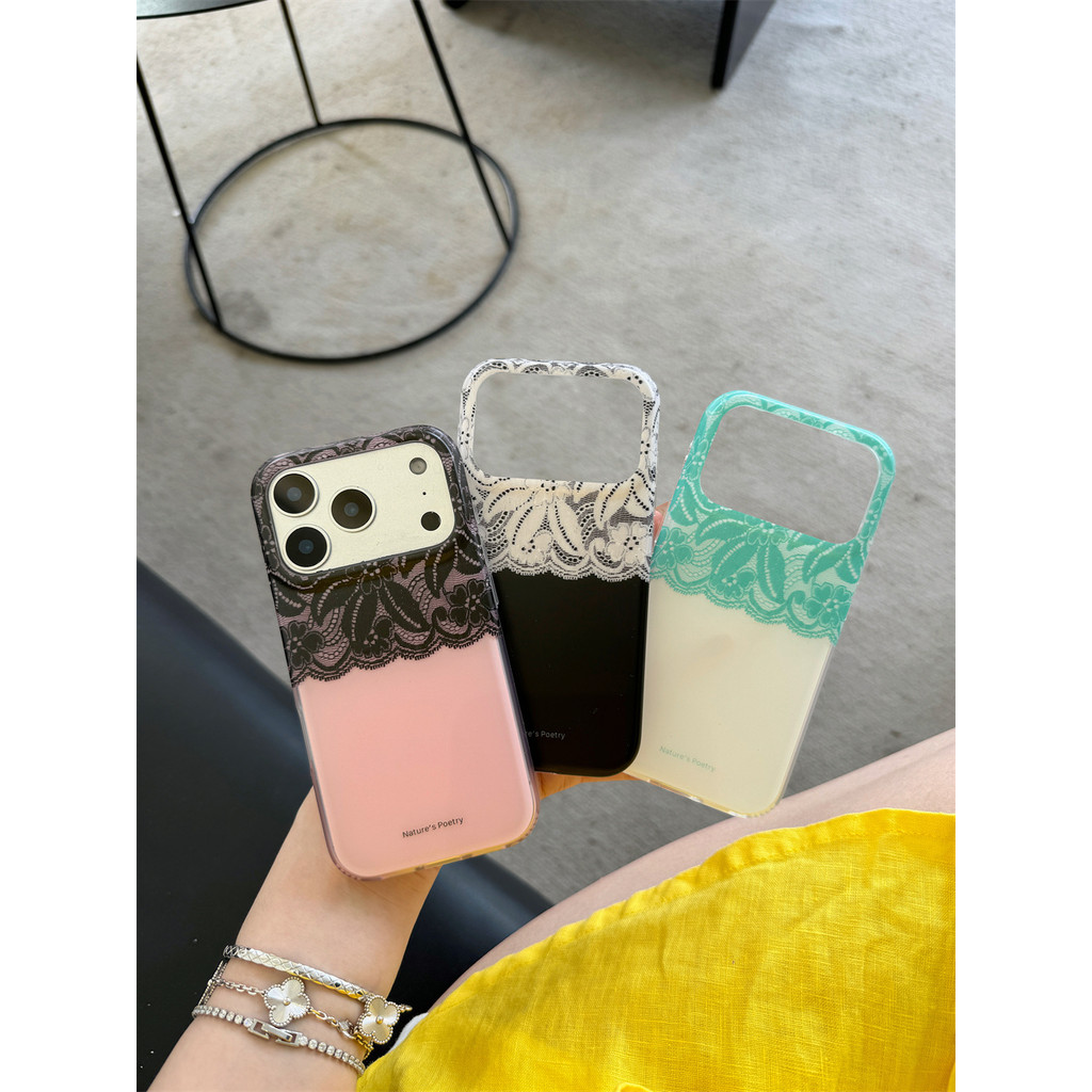 Insสไตล์ใหม่Creative Lace Splicingเคสโทรศัพท์เกาหลีเข้ากันได้กับiPhone 17 Pro Max 16 15promax 17 16Promaxเลนส์IMD Anti Dropเคสโทรศัพท์