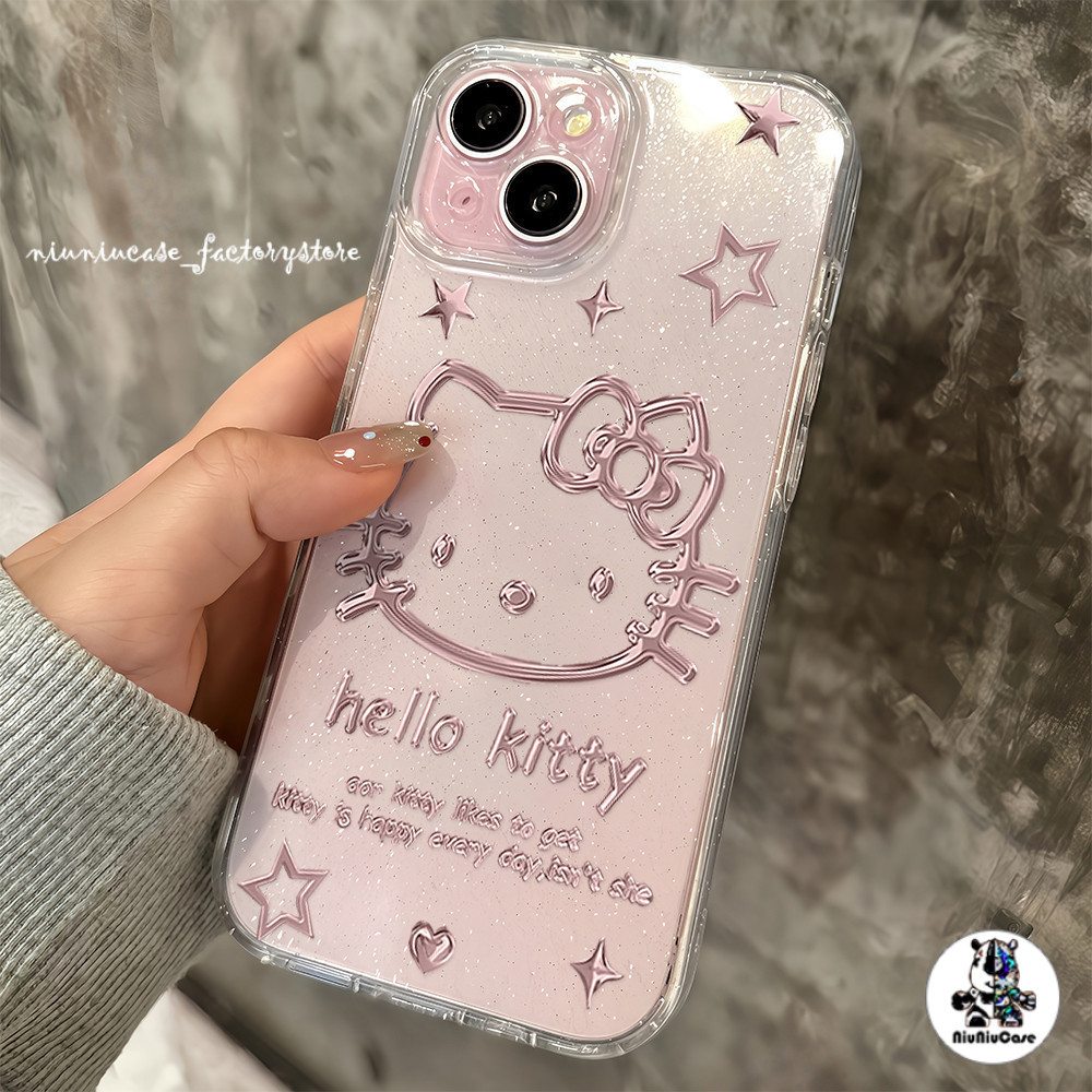 For iPhone 16 เคสใสแบบแวววาว ลายแมวน่ารัก TPU นุ่มสีสันสด For iPhone15 14 13 12 11 16 Pro max XS XR 7 8 Plus Soft Case