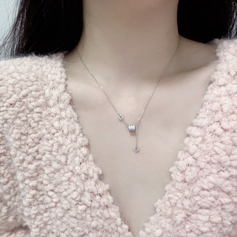 สร้อยคอไทเทเนี่ยม-เหล็กพร้อม Flashy Little Waist Fringe Pendant, Sweater Chain, สร้อยคอผู้หญิง