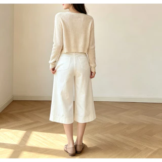 suzllrue7o กางเกง7ส่วนเอวสูง baggy ลุยสบาย 4สี #กางเกงขากว้าง #dailyoutfit # 6670-6673