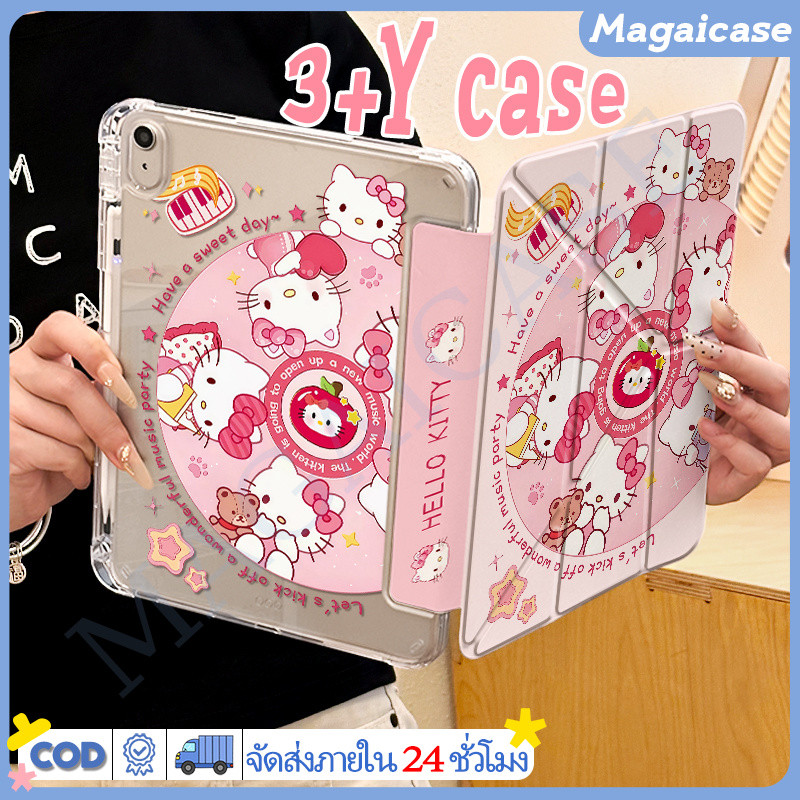 พร้อมส่ง เคส iPad ลายการ์ตูน Hello Kitty แบบพับ Y-fold ใช้ได้กับ iPad Gen 11/10, iPad 9/8/7, Pro 11/13 และ Air 8