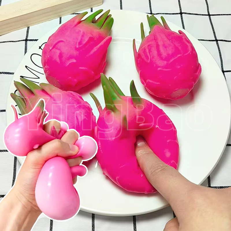 ผลไม้มังกร Squish Ball ของขวัญ Squishy บีบความเครียด Reliever Fidget Sensory ของเล่นจําลองผลไม้อาหาร, บีบลูกบอลสําหรับเด็ก