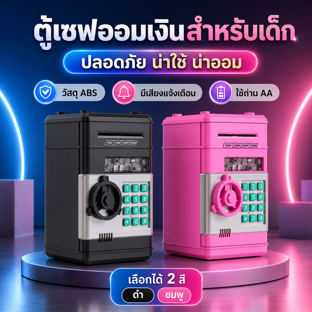 กระปุกออมสินตู้เซฟน่ารัก กล่องออมเงินอัจฉริยะ ตู้เซฟดูดแบงค์ ของตกแต่งห้องนอน ไอเทมประหยัดเงิน