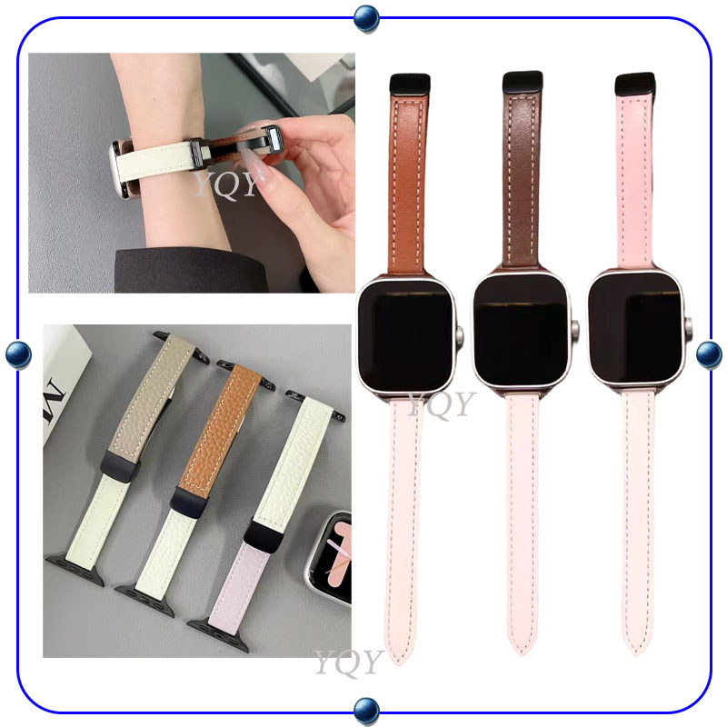 2สี สําหรับ Redmi Watch 4/5/6 Xiaomi Band 8 Pro 9 Pro strap สายรัดหนัง Magnetic Clasp เปลี่ยนสายรัดข้อมือหนังกันน้ํา