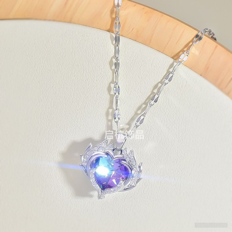 สร้อยคอหญิงหัวใจหัวใจสร้อยคอขนาดเล็กออกแบบ 动漫 | Honkai Star Rail Cyrene Love Heart จี้อะนิเมะคอสเพลย