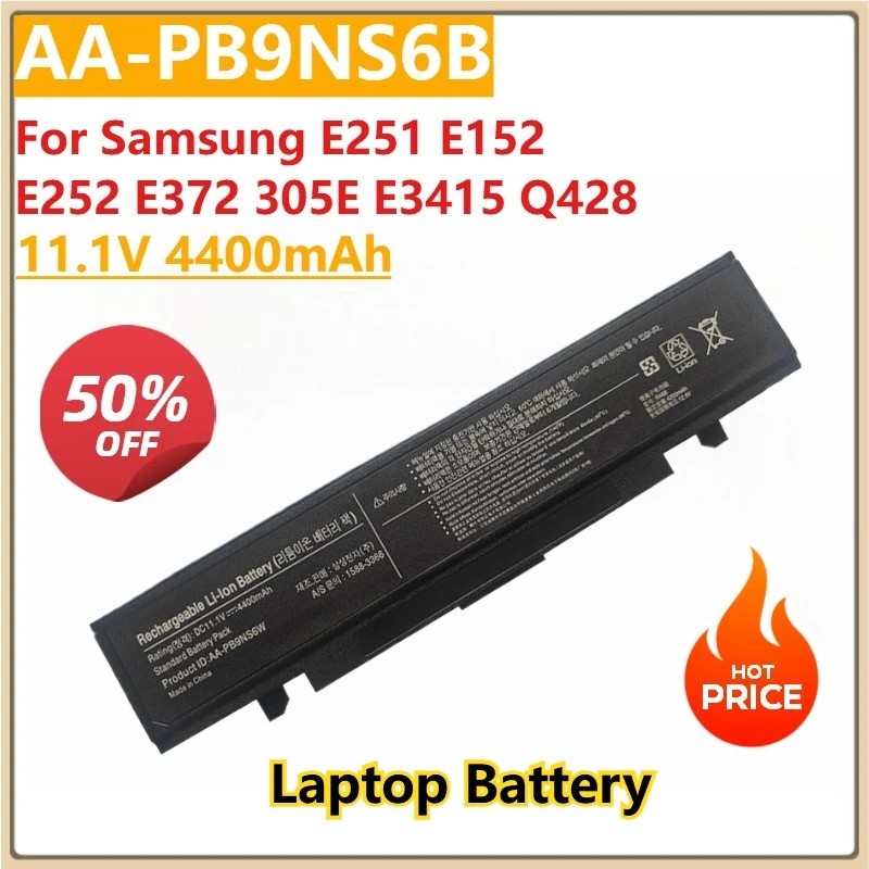 เปลี่ยนแบตเตอรี่แล็ปท็อป 11.1V 4400mAh AA-PB9NS6B สําหรับ Samsung E251 E152 E252 E372 305E E3415 Q42
