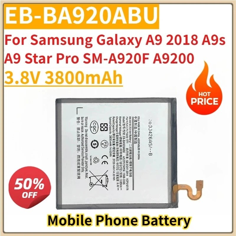 ใหม่เปลี่ยนแบตเตอรี่โทรศัพท์มือถือ 3.8V 3800mAh EB-BA920ABU สําหรับ Samsung Galaxy A9 2018 A9s A9 St