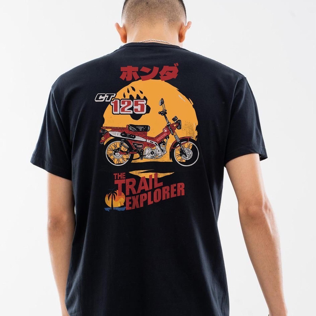 เสื้อยืดผู้ชายรุ่นใหม่ ลาย CT125 สีแดง ผลิตจากผ้าฝ้ายแท้คุณภาพเยี่ยม เหมาะสำหรับขับรถ เดินทางไกล และเล่นกีฬา