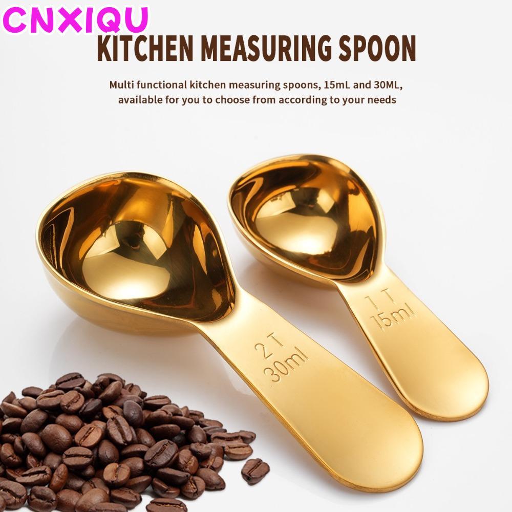 CNXIQU ช้อนตวงเมล็ดกาแฟ, สแตนเลส 15/30 มล. ที่ตักกาแฟ, ทนทาน 1 Tbsp หรือ 2 Tbsp ผง Scoop Bar Bar Bar