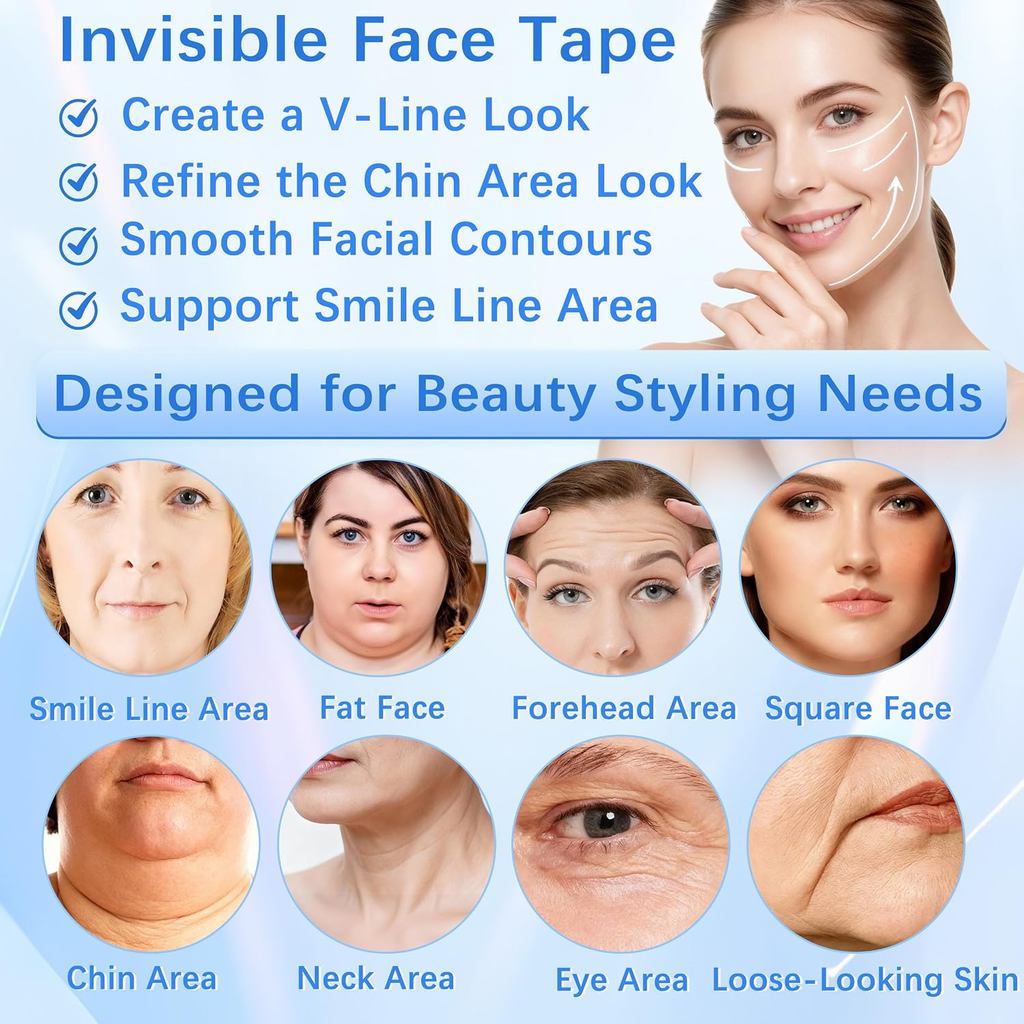 NBF 180 ชิ้น Face Tape Lifting Invisible, Clear Under Makeup Patch | เทปยกกระชับใบหน้าที่มองไม่เห็นส