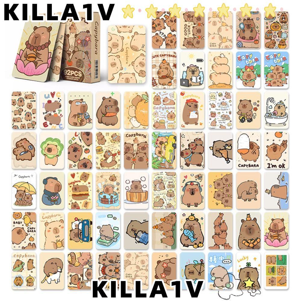 KILLA1V 92 ชิ้นคอลเลกชันการ์ด, Mini สองด้าน Capybara Lomo การ์ด, Kawaii อะนิเมะการ์ตูน HD คอสเพลย์สต