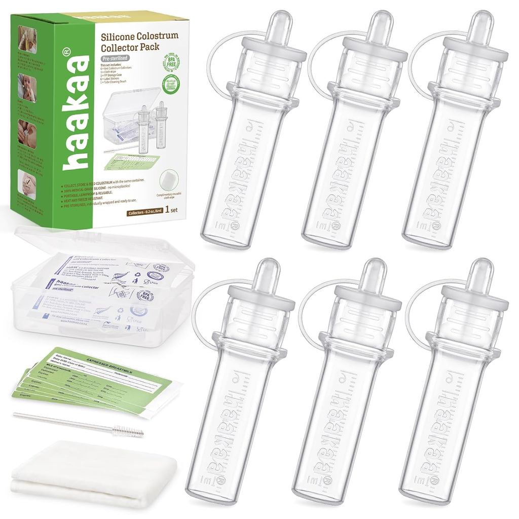 Haakaa Colostrum Collector (0.2oz./6ml,6pcs) Pack - Collect, Store & Feed Colostrum Ready-to-Use Pac
