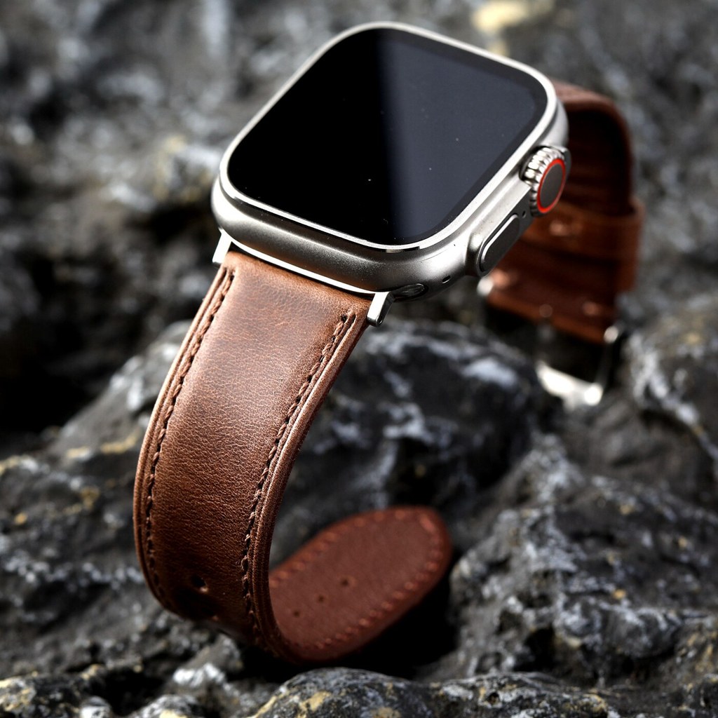 Handmade First Layer Cowhide Strap เหมาะสําหรับ Apple Apple watch 49MM 45 46 Ultra S10 ผู้ชายผู้หญิง