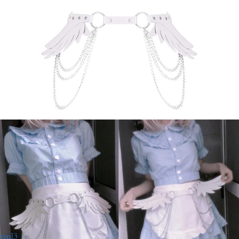 Yml3 Y2k Style Angel Wing Rivet Belt PU Thin Belt Adult Adjustable Waist Straps