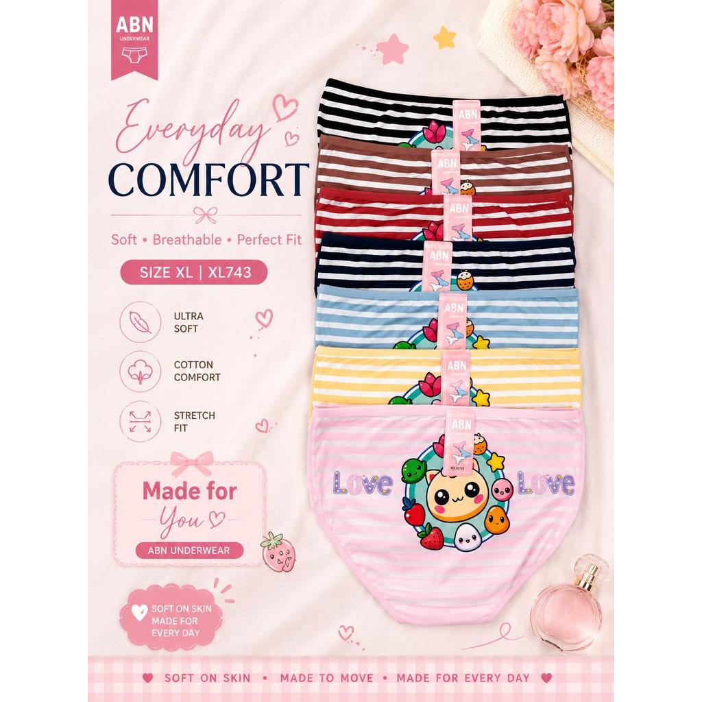 603 กางเกงใน 10 ตัว XL-743  คละสี ผ้าคอตตอน ดี ถูก ทน Underwear Women Lady ผู้หญิง เสื้อผ้า