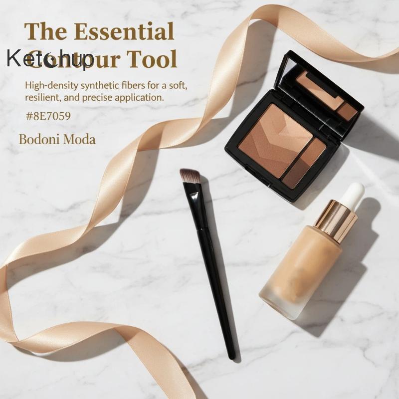 [Ktchup-t] 2in1 Foundation คอนซีลเลอร์ Blusher Brush Premium Contour ชุดแปรงแต่งหน้าขนแปรงนุ่มสําหรั