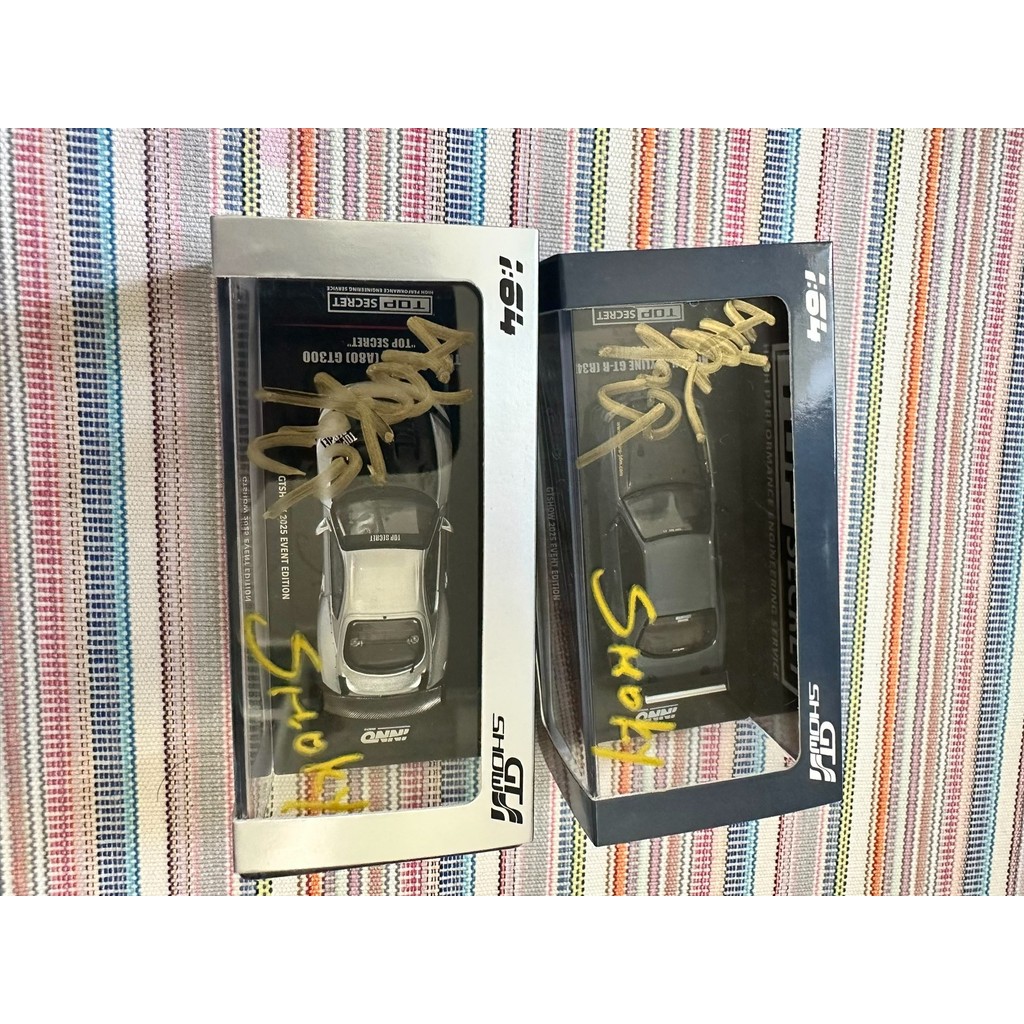 1/64 inno Top Secret Cement Grey R34 และ Supra A80, GT Show Suzhou Venue Limited Edition, Kazuiko na