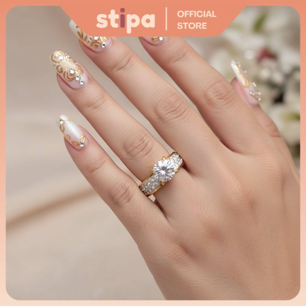 STIPA DIAMOND GEM RING ELEGANT LUXURY ENGAGEMENT WEDDING RING