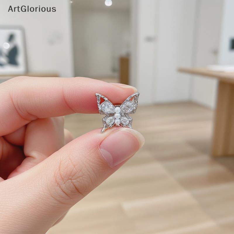 Art Clip On Open Ear หูฟังไร้สายคริสตัลผีเสื้อพร้อม Chain Decorfortable สําหรับทุกวันของขวัญ N