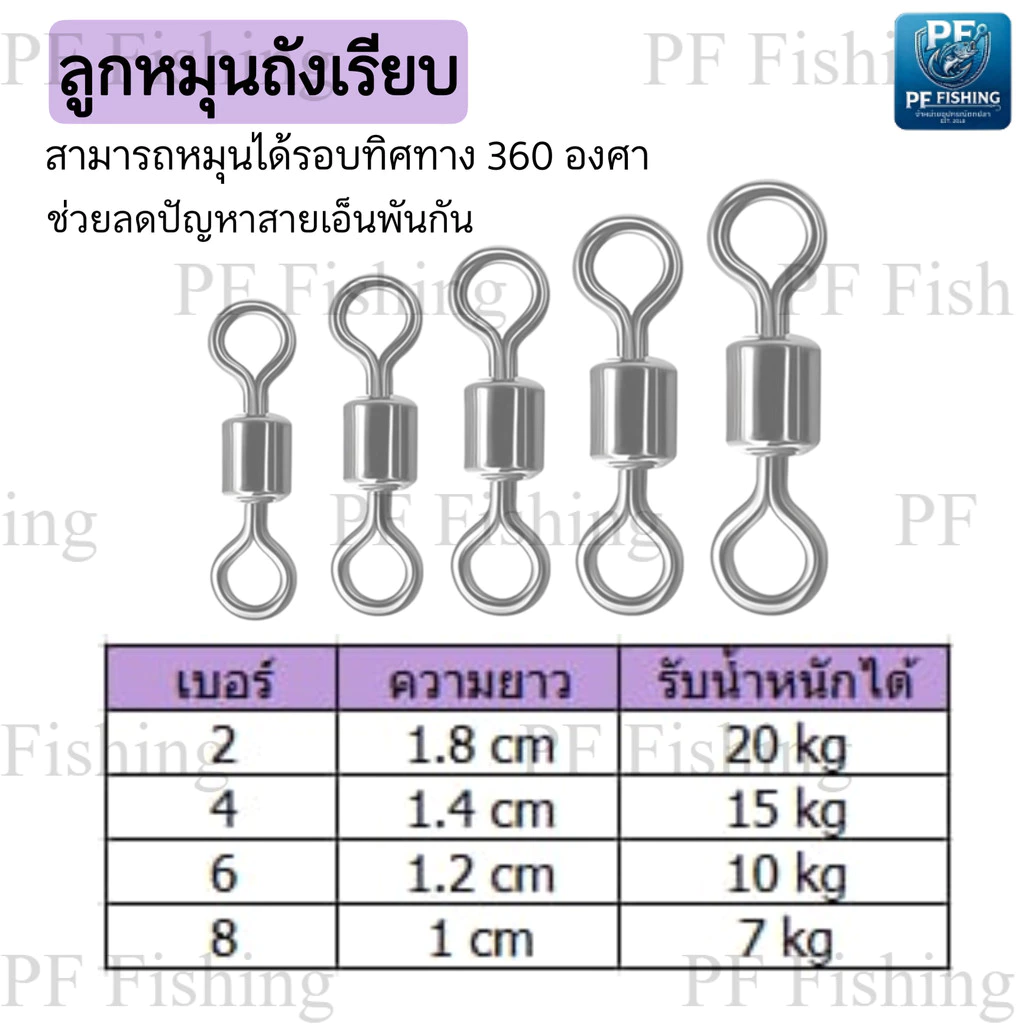 ลูกหมุนถังเรียบ ลูกหมุนตกปลา No. 2,4,6,8 อุปกรณ์สําหรับใช้ในการตกปลา แข็งแรงและทนทาน ลูกหมุนถัง