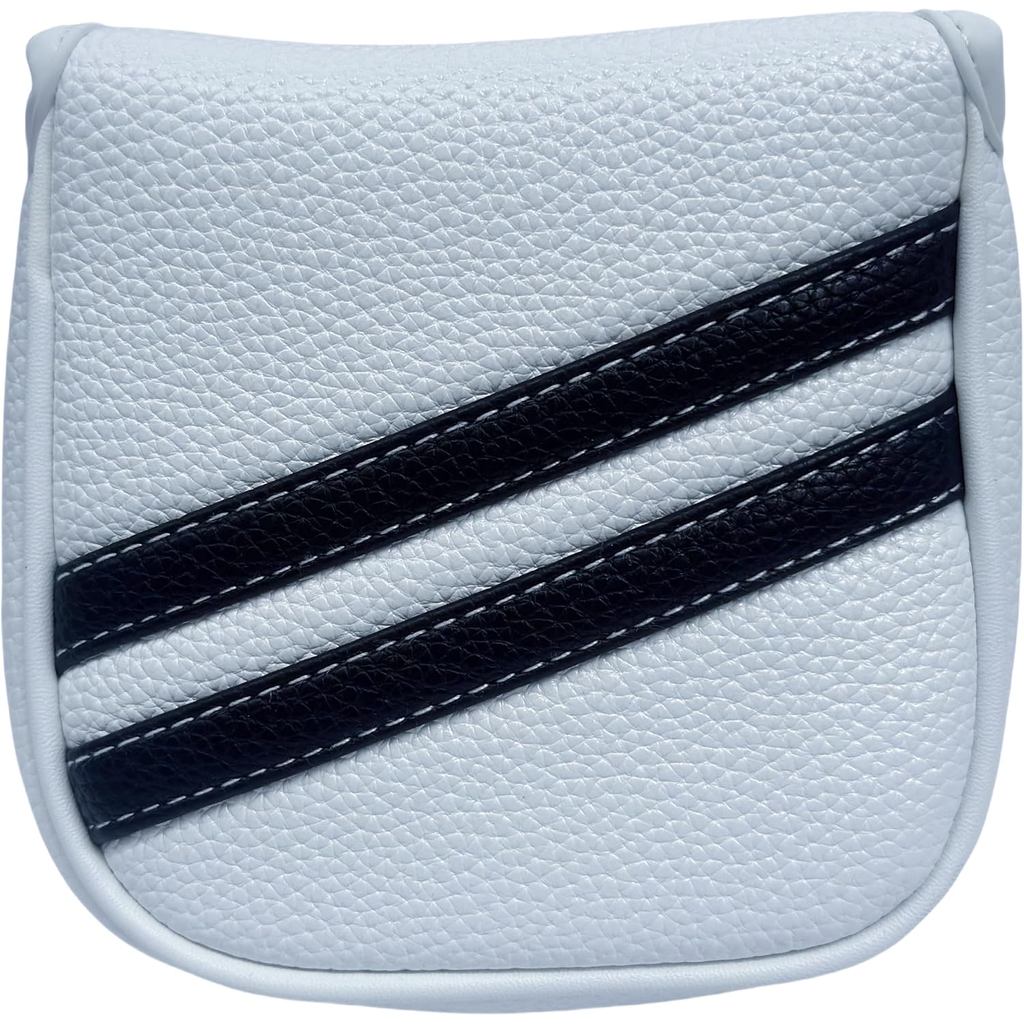 Golf Square Mallet Putter Cover Mallet Putter Headcover แม่เหล็กสีดําสีขาวกอล์ฟคลับครอบคลุมอุปกรณ์เส