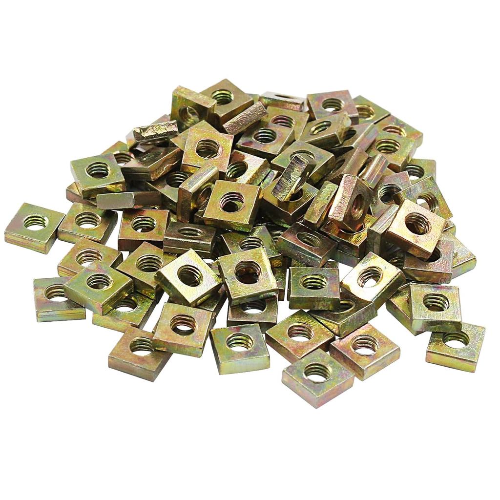Zorfeter 100 ชิ้นสังกะสีชุบ M3 Square Nuts, Square Machine Screw Nuts Fastener สําหรับซ่อมบ้านและวิศ