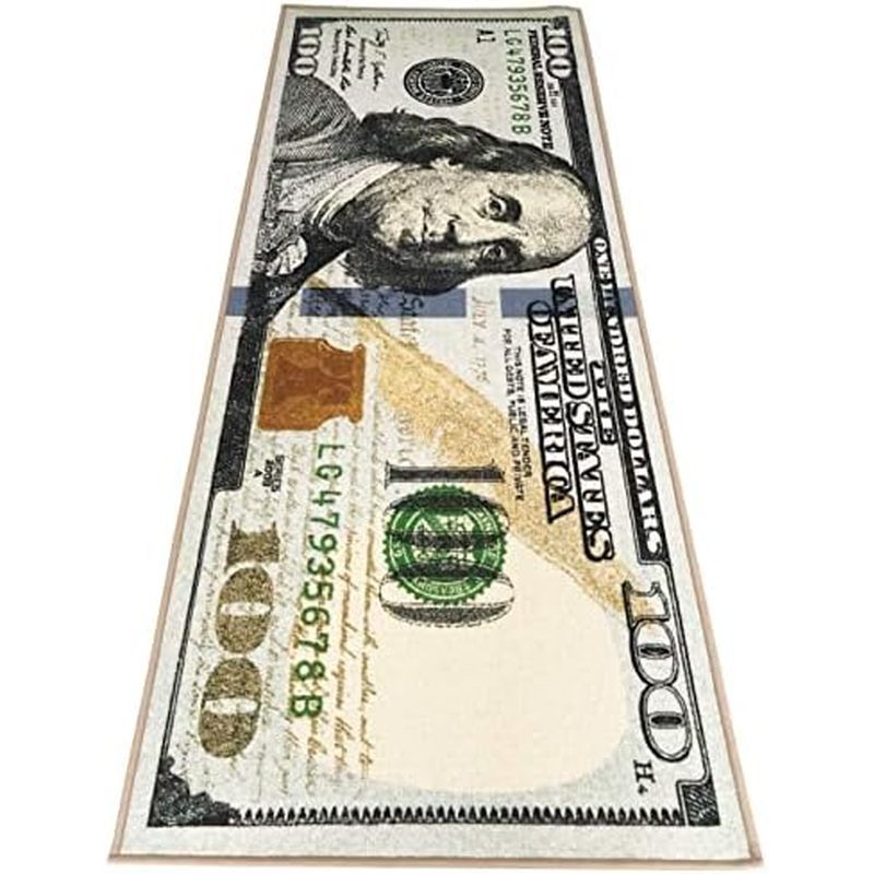 HUAHOO พรมเงิน 100 Dollar Bill Runner Cool Area พรมสําหรับนั่งเล่นห้องครัวพรมซักรีด Runner พรมห้องนอ