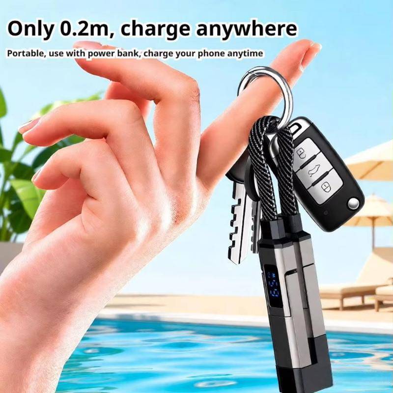 (Takashiseedling) สายชาร์จพวงกุญแจ 4 In 1 65W USB C พร้อมจอแสดงผล V/A/W แบบพกพาทนทานสาย Type C สําหรับครอบครัวเพื่อนปฏิบัติของขวัญ