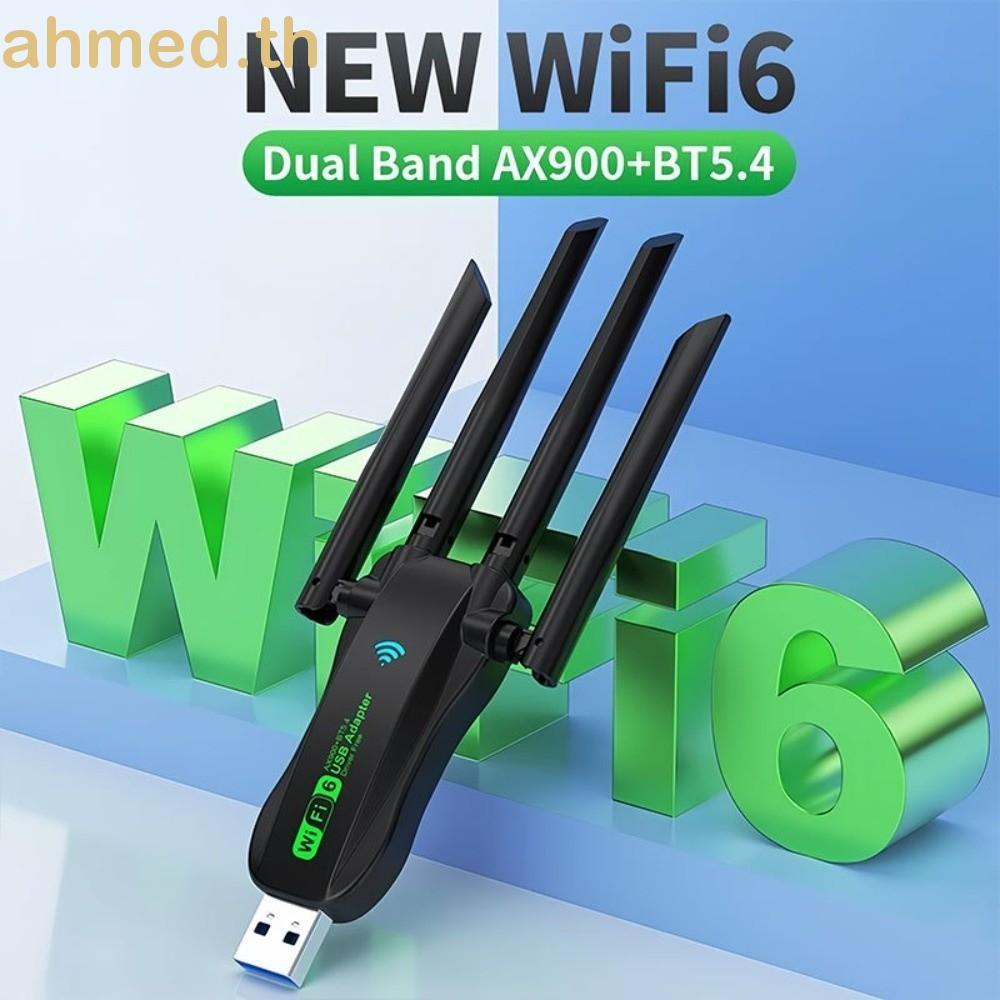 AHMED อะแดปเตอร์ USB WiFi6 Dual Band, AX900 Bluetooth 5.4 900Mbps WiFi Dongle, อุปกรณ์เครือข่าย 2.4G