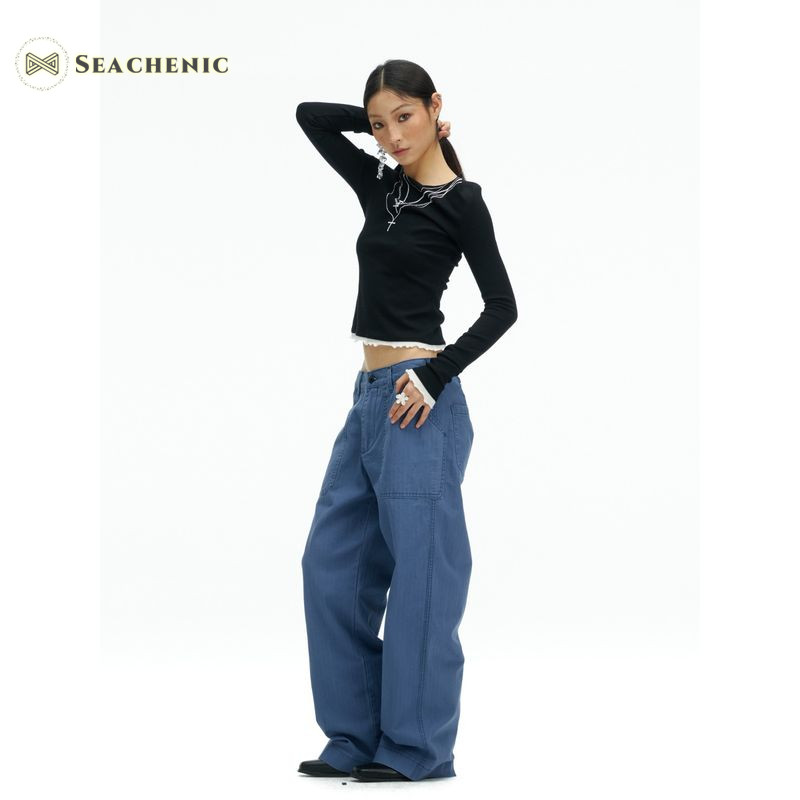 Seachenic Retro Washed Cargo Pants Loose Fit Casual Stylish Pants