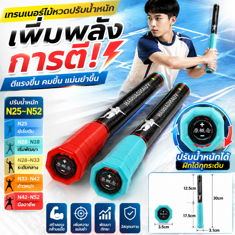 COD อุปกรณ์ฝึกสวิงแบดมินตัน ช่วยเพิ่มพลังการตี น้ำหนักปรับได้ ฝึกกล้ามเนื้อแขน สำหรับผู้เล่นแบดมินตัน