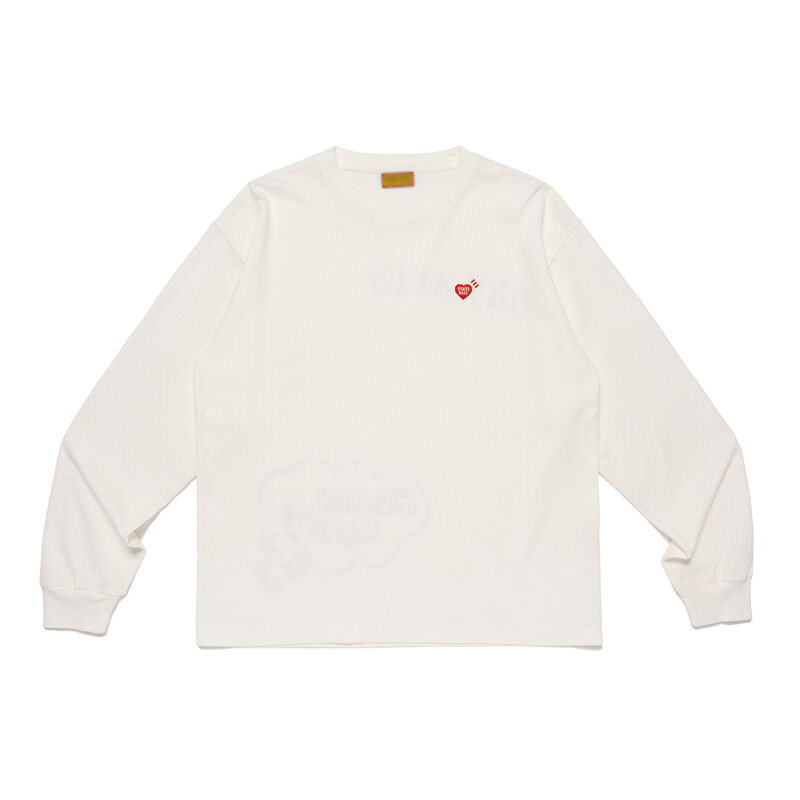 ขายร้อน Human Ma ลายสัตว์พิมพ์หัวใจกล่องประเภทคู่หลวม silhouette เสื้อยืดฐานแขนยาว