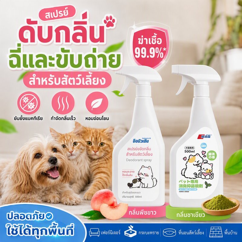 พร้อมส่ง😺สเปรย์ดับกลิ่นสัตว์เลี้ยง ผ่านเอนไซม์ชีวภาพสลายกลิ่น สเปรย์กำจัดกลิ่นเหม็น กำจัดกลิ่นอย่างรวดเร็ว
