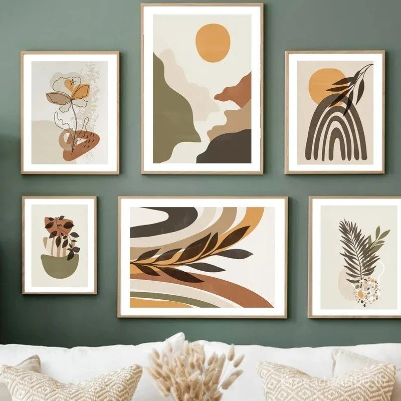 บทคัดย่อ Bohemian Valley Sun Rainbow Heart ดอกไม้ Wall Art ภาพวาดสีน้ํามัน Nordic โปสเตอร์และพิมพ์ห้