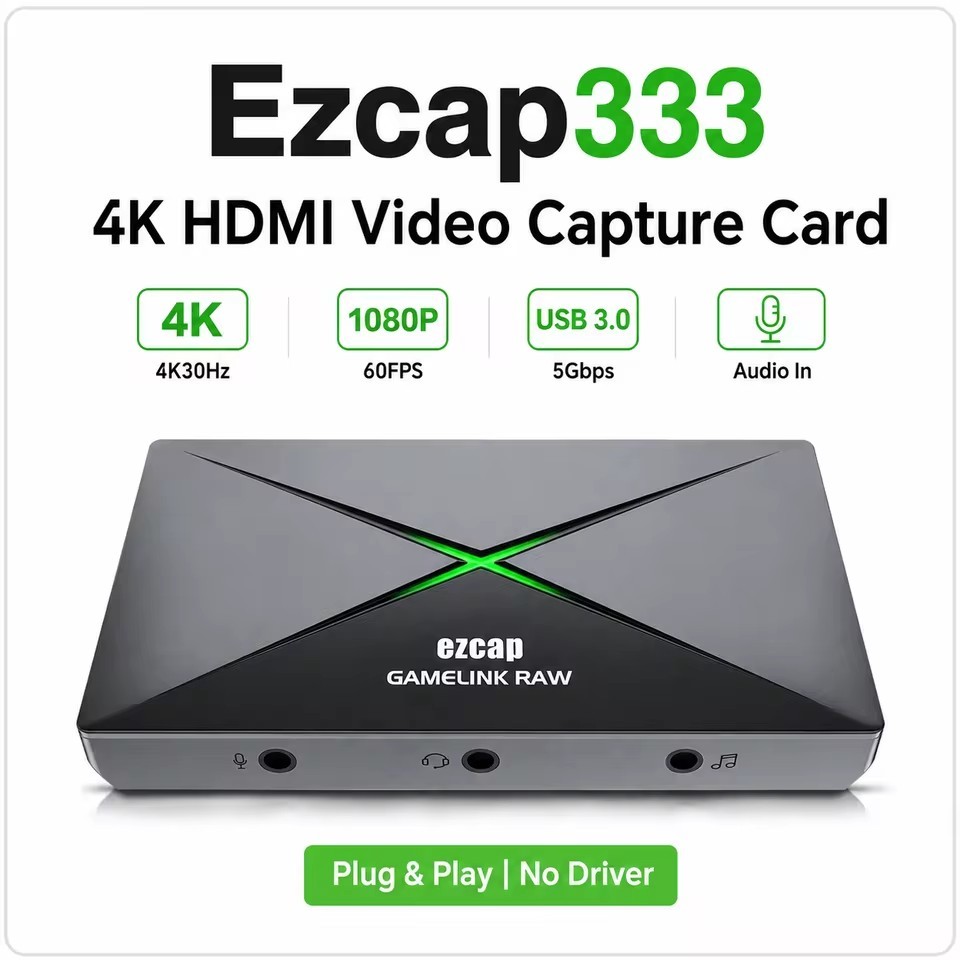 USB 3.0 การ์ดจับภาพวิดีโอ 4K 30hz 1080p @ 120fps บันทึกสําหรับกล้องเกมถ่ายทอดสดสายไมค์ใน